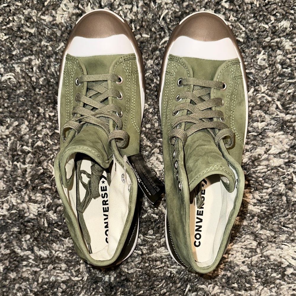 New Converse Jack Purcell Mid in Olive Green / Army Green Gum - Picture 6 of 14